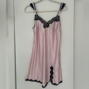 Victoria's Secret Pink Chemise with Black Lace Trim